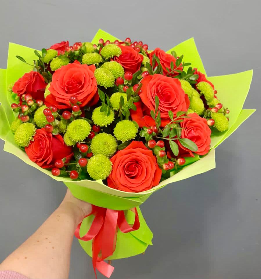 Букет цветов из: Хризантемы и Розы в Клетне