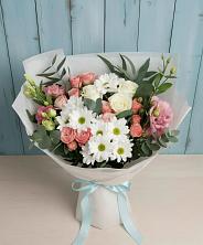 Букет цветов из:  Розы, Лизиантусы и Хризантемы в Клетне
