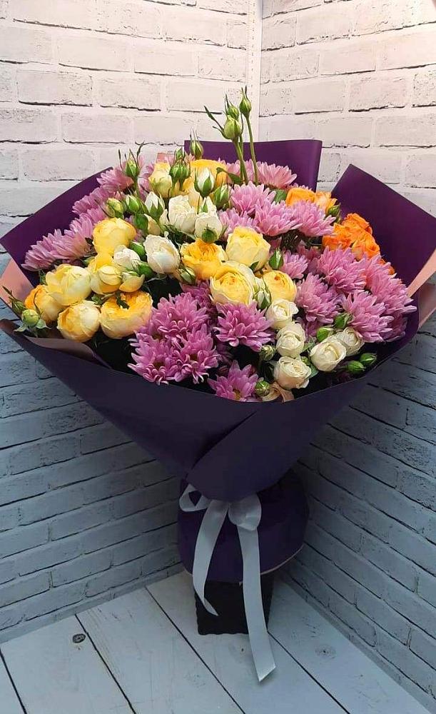 Букет цветов из: Хризантемы и Розы в Клетне