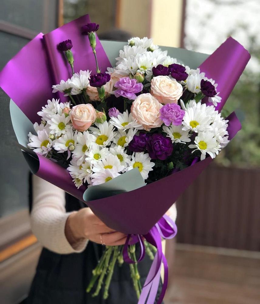 Букет цветов из: Хризантемы, Гвоздики и Розы в Клетне