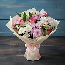 Букет цветов из:  Хризантемы, Альстромерии и Розы в Клетне
