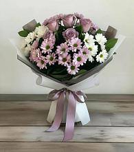 Букет цветов из:  Хризантемы и Розы #REPLACE_PRED# Клетне