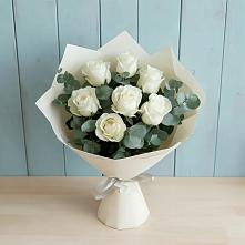 Букет Белые розы в Эвкалипте #REPLACE_PRED# Клетне